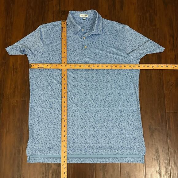 PETER MILLAR Summer Comfort Polo Shirt Light Blue Skull Print Golf Preppy - Picture 8 of 8